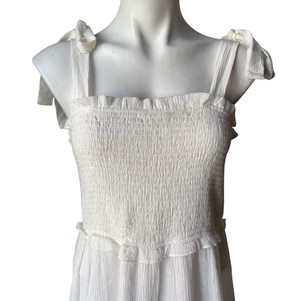 Talulah White Smocked Maxi Dress Shoulder Ties, Sz L - Picture 7 of 14